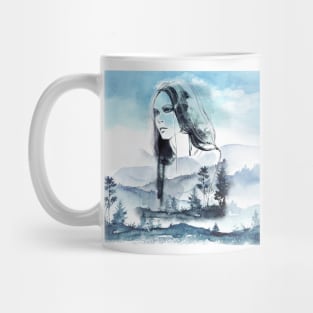 watercolor forest woman Mug